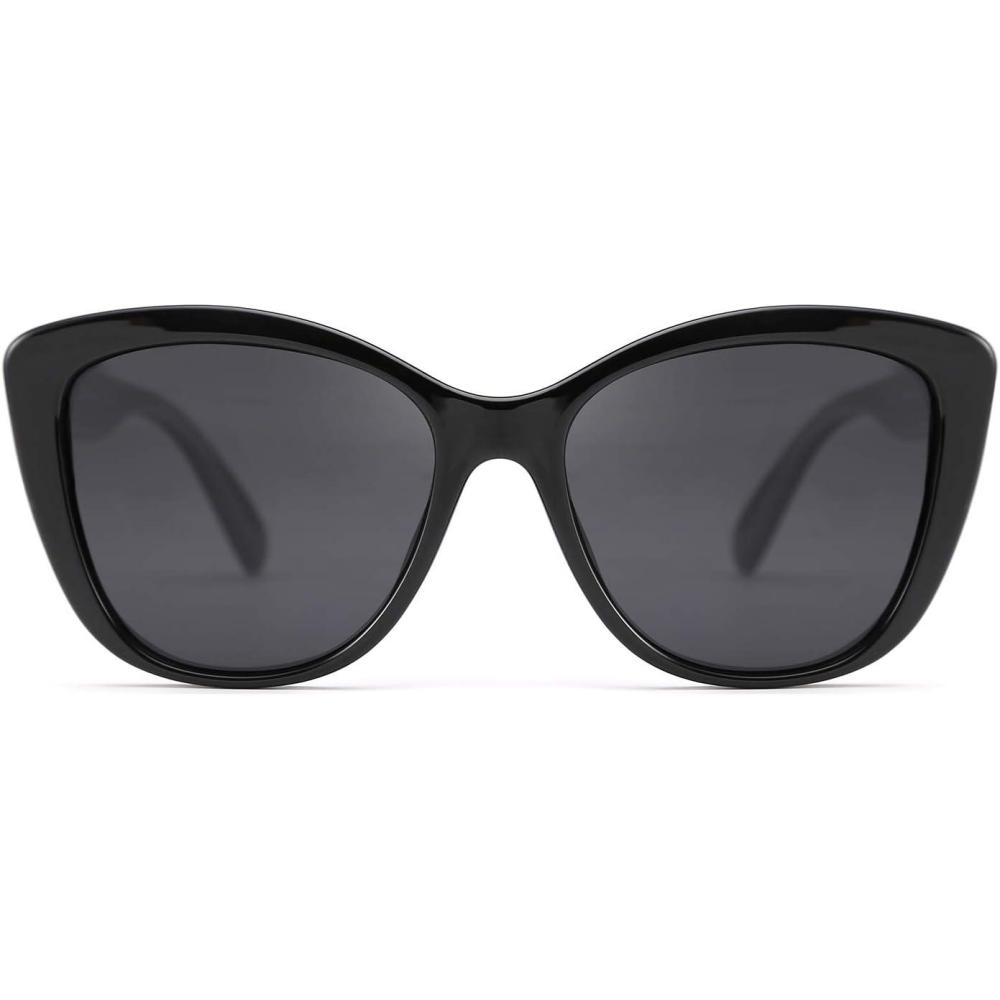 imageFEISEDY Polarized Vintage Sunglasses American Womens Square Jackie O Cat Eye Sunglasses B2451Black