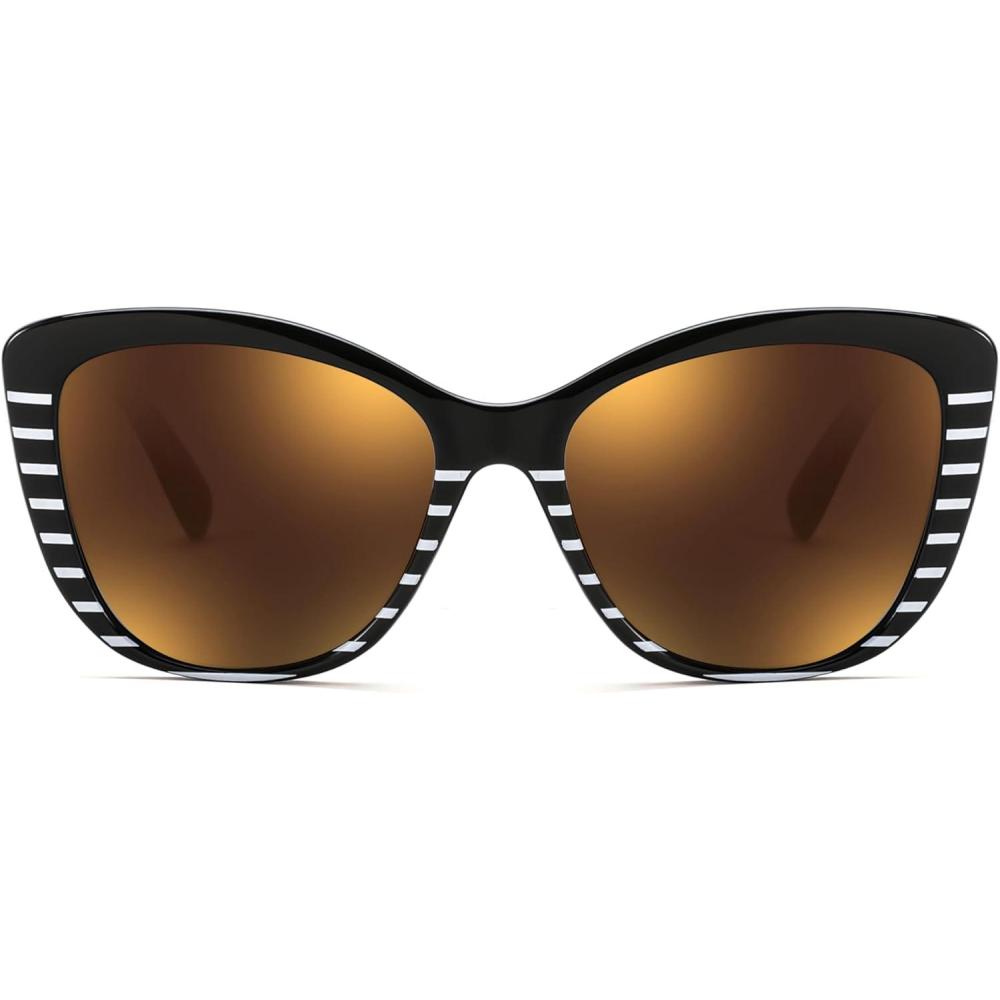 imageFEISEDY Polarized Vintage Sunglasses American Womens Square Jackie O Cat Eye Sunglasses B2451Blackgolden