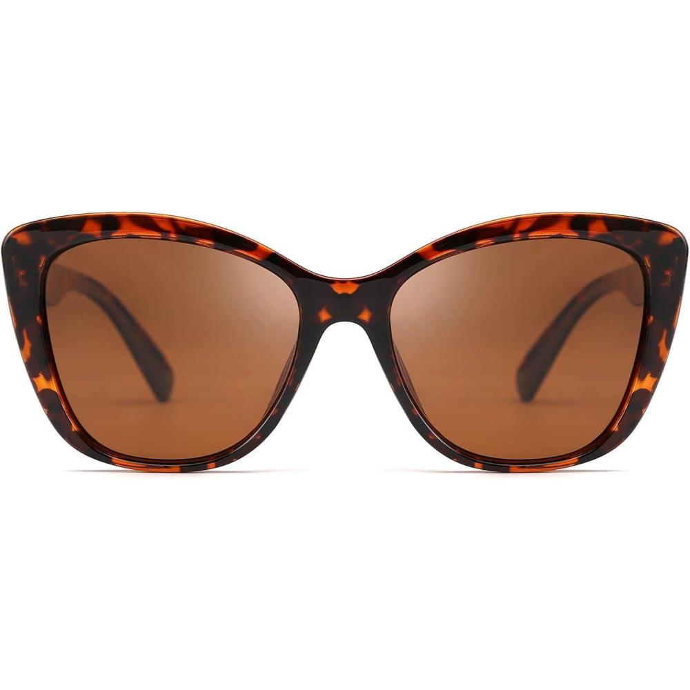 imageFEISEDY Polarized Vintage Sunglasses American Womens Square Jackie O Cat Eye Sunglasses B2451Brown Leopard