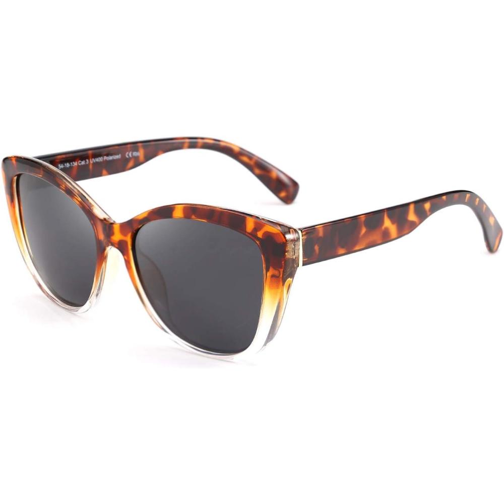 imageFEISEDY Polarized Vintage Sunglasses American Womens Square Jackie O Cat Eye Sunglasses B2451Leopard Clear