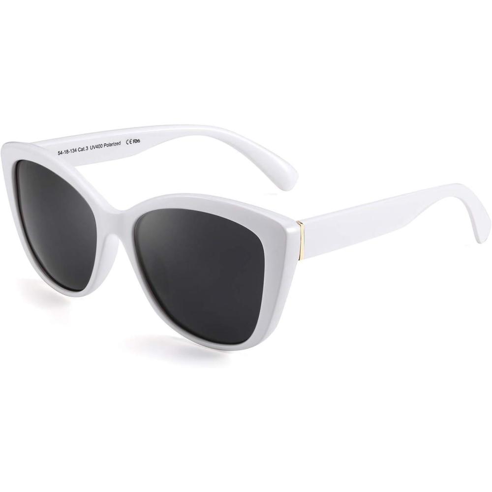 imageFEISEDY Polarized Vintage Sunglasses American Womens Square Jackie O Cat Eye Sunglasses B2451White