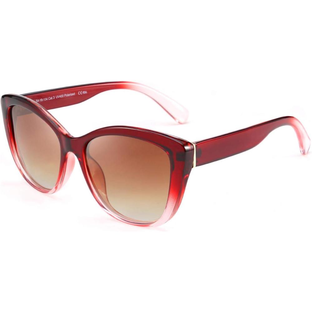 imageFEISEDY Polarized Vintage Sunglasses American Womens Square Jackie O Cat Eye Sunglasses B2451Wine