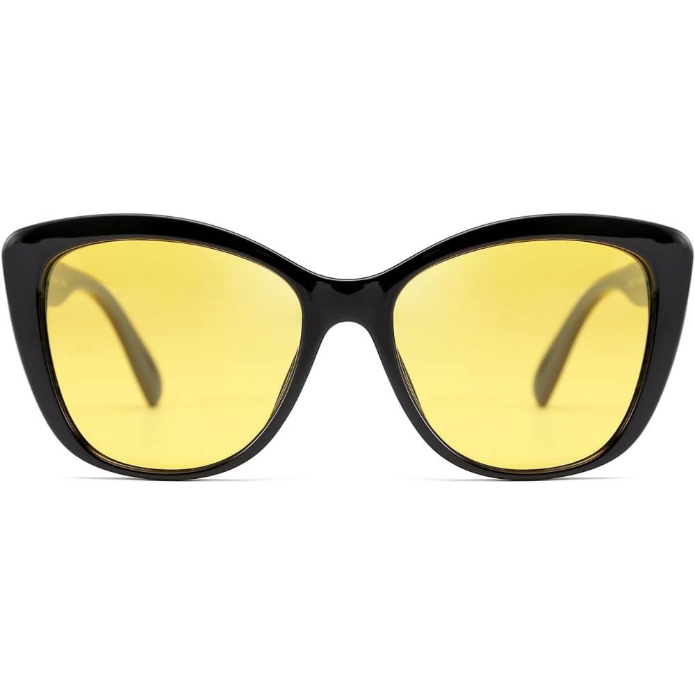 imageFEISEDY Polarized Vintage Sunglasses American Womens Square Jackie O Cat Eye Sunglasses B2451Yellow