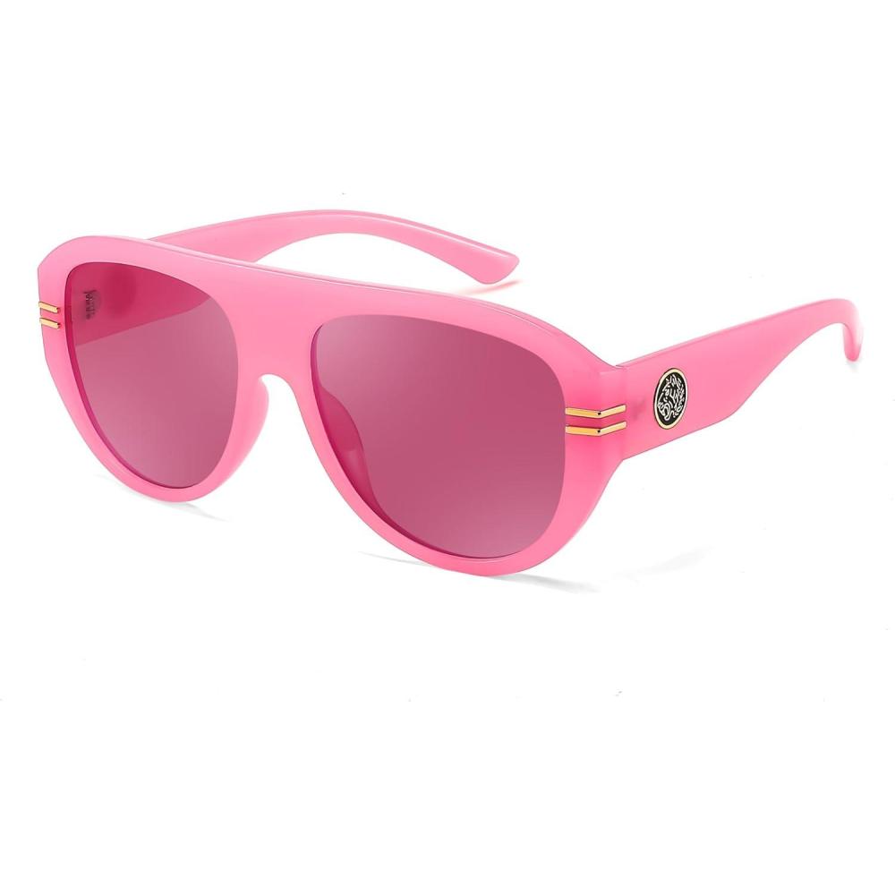 imageFEISEDY Retro Polarized Aviator Sunglasses for Men Women Trendy 70s Vintage Plastic Frame Sun Glasses B4150Pink