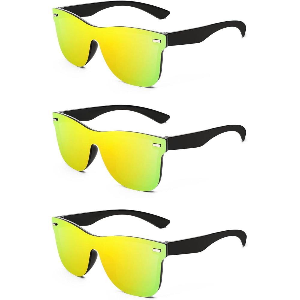 imageFEISEDY Trendy Rimless Mirrored One Piece Lens Sunglasses Reflective Sun Glasses B41143 Packgold