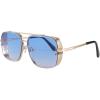 imageFEISEDY Sunglasses Mens Women Vintage Pilot Square Trendy Metal Steampunk Fishing Driving Sun Glasses B2894Gradient Blue