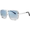 imageFEISEDY Sunglasses Mens Women Vintage Pilot Square Trendy Metal Steampunk Fishing Driving Sun Glasses B2894Silver Gradient Grey Blue