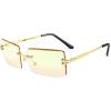 imageFEISEDY Vintage Rimless Sunglasses Rectangle Frameless Candy Color Glasses Women Men B264208 Yellow Pink