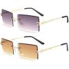 imageFEISEDY Vintage Rimless Sunglasses Rectangle Frameless Candy Color Glasses Women Men B26422pack 01 Gradual Grey03 Tea