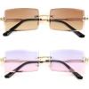 imageFEISEDY Vintage Rimless Sunglasses Rectangle Frameless Candy Color Glasses Women Men B26422pack 03 Tea04 Purple Pink