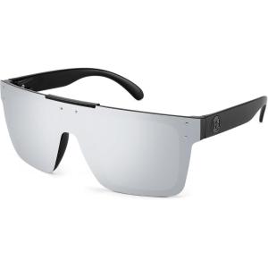 FEISEDY Men Sunglasses Polarized Oversized Square Flat Top Cycling Running Fishing Golf Hiking Sports B2990(Polarized Silver Mirrored Lenses With Black Temples 002)