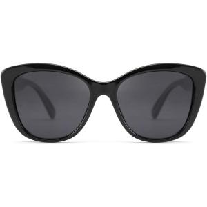 FEISEDY Polarized Vintage Sunglasses American Womens Square Jackie O Cat Eye Sunglasses B2451(Black)
