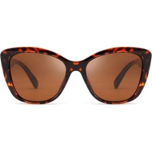 FEISEDY Polarized Vintage Sunglasses American Womens Square Jackie O Cat Eye Sunglasses B2451(Brown Leopard)