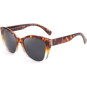 FEISEDY Polarized Vintage Sunglasses American Womens Square Jackie O Cat Eye Sunglasses B2451(Leopard Clear)