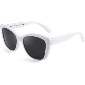 FEISEDY Polarized Vintage Sunglasses American Womens Square Jackie O Cat Eye Sunglasses B2451(White)