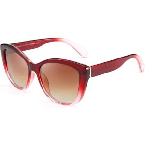 FEISEDY Polarized Vintage Sunglasses American Womens Square Jackie O Cat Eye Sunglasses B2451(Wine)