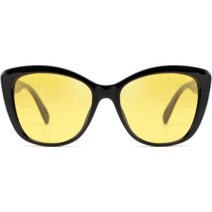 FEISEDY Polarized Vintage Sunglasses American Womens Square Jackie O Cat Eye Sunglasses B2451(Yellow)