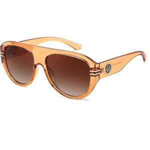 FEISEDY Retro Polarized Aviator Sunglasses for Men Women Trendy 70s Vintage Plastic Frame Sun Glasses B4150(Champagne)