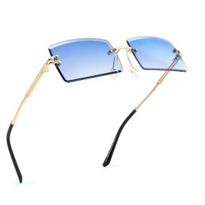FEISEDY Vintage Rimless Sunglasses Rectangle Frameless Candy Color Glasses Women Men B2642(13 Gradual Blue)