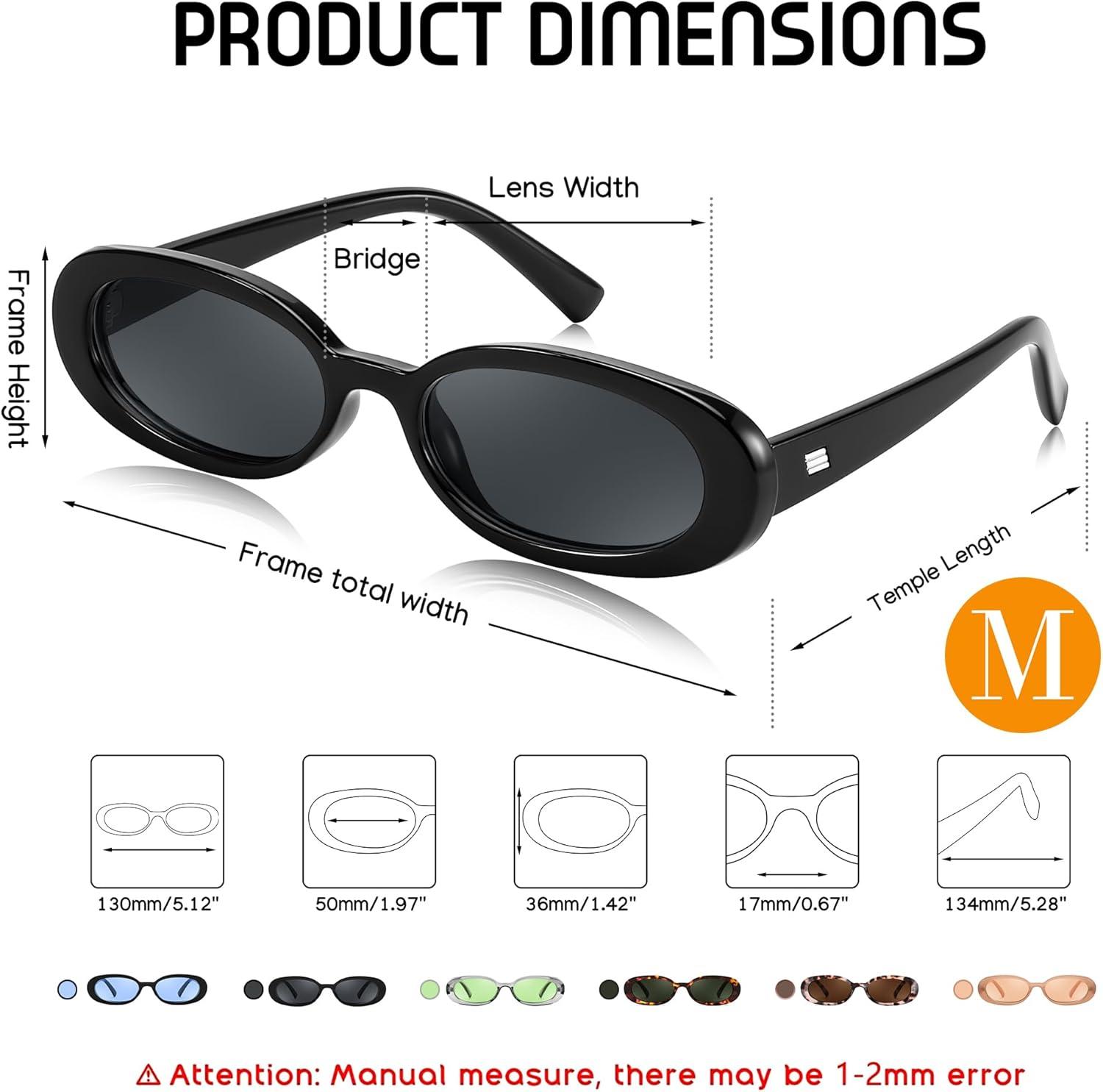 imageFEISEDY 2Pack Women Retro Oval Sunglasses Men 90s Small with Thin Face Narrow Style UV400 B0237