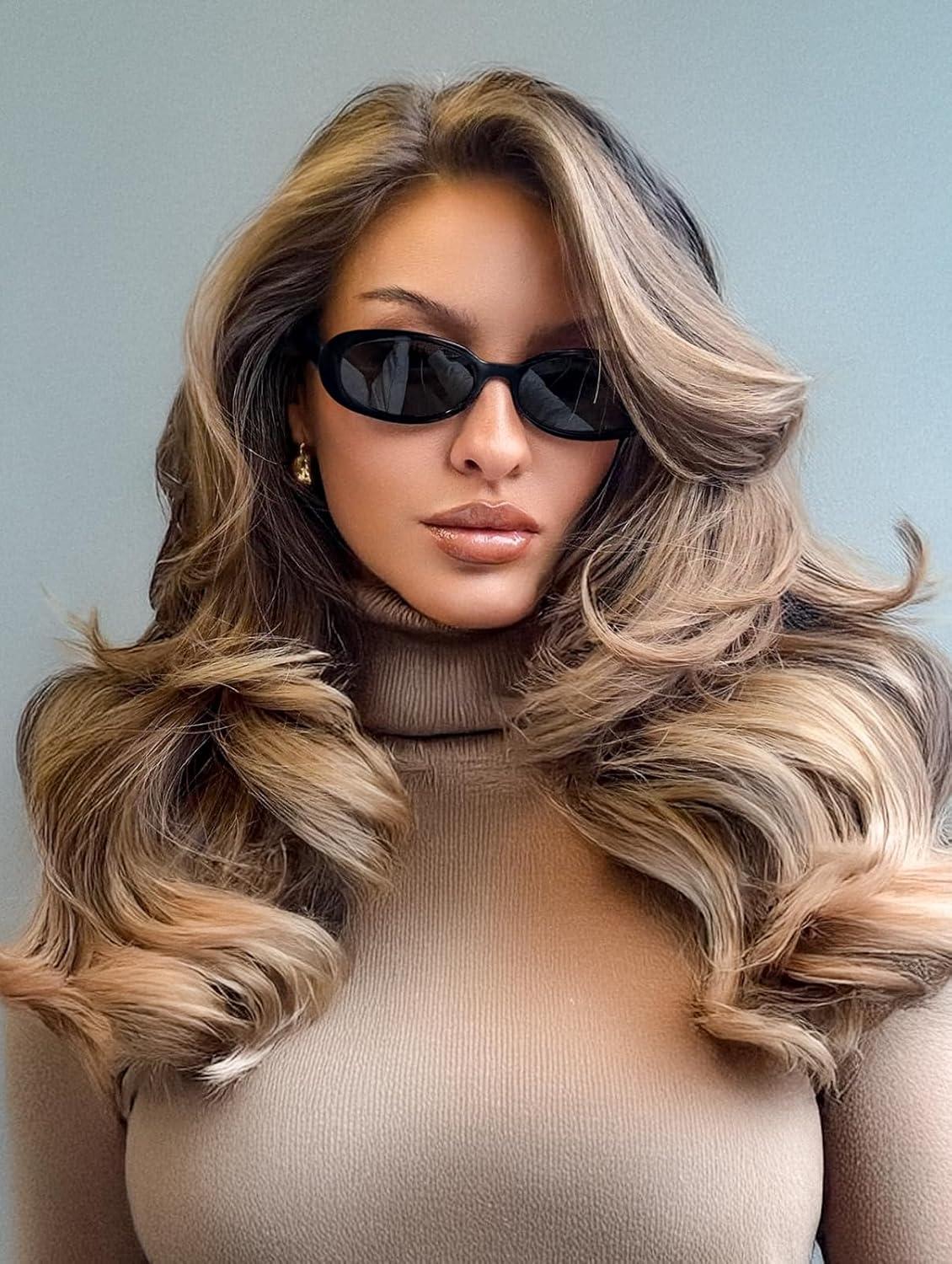 imageFEISEDY 2Pack Women Retro Oval Sunglasses Men 90s Small with Thin Face Narrow Style UV400 B0237