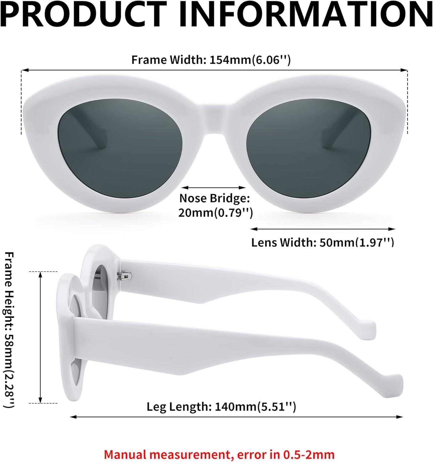 imageFEISEDY Oversized Cat Eye Sunglasses for Women Retro Thick Frame Oval Cateye Shades UV400 Sunnies B9068