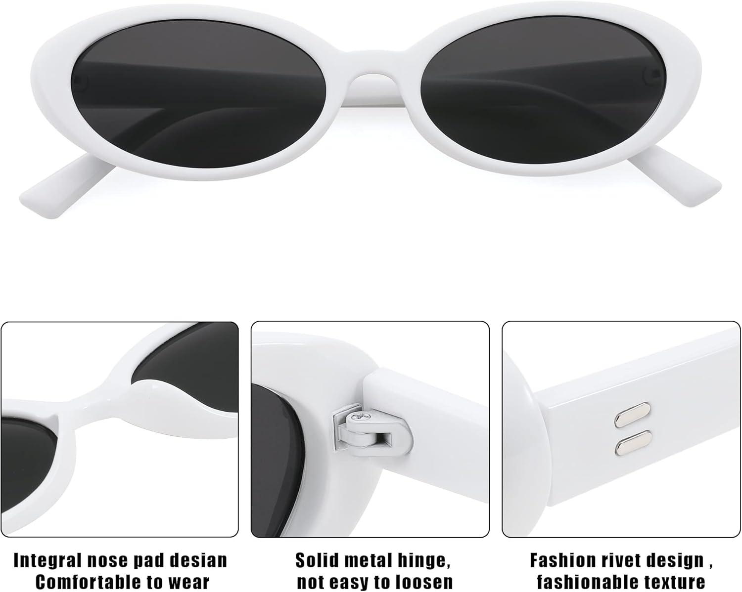 imageFEISEDY Retro Oval Sunglasses for Women Men 90s Small Oval Round Shades UV400 Protection Sunnies B9072