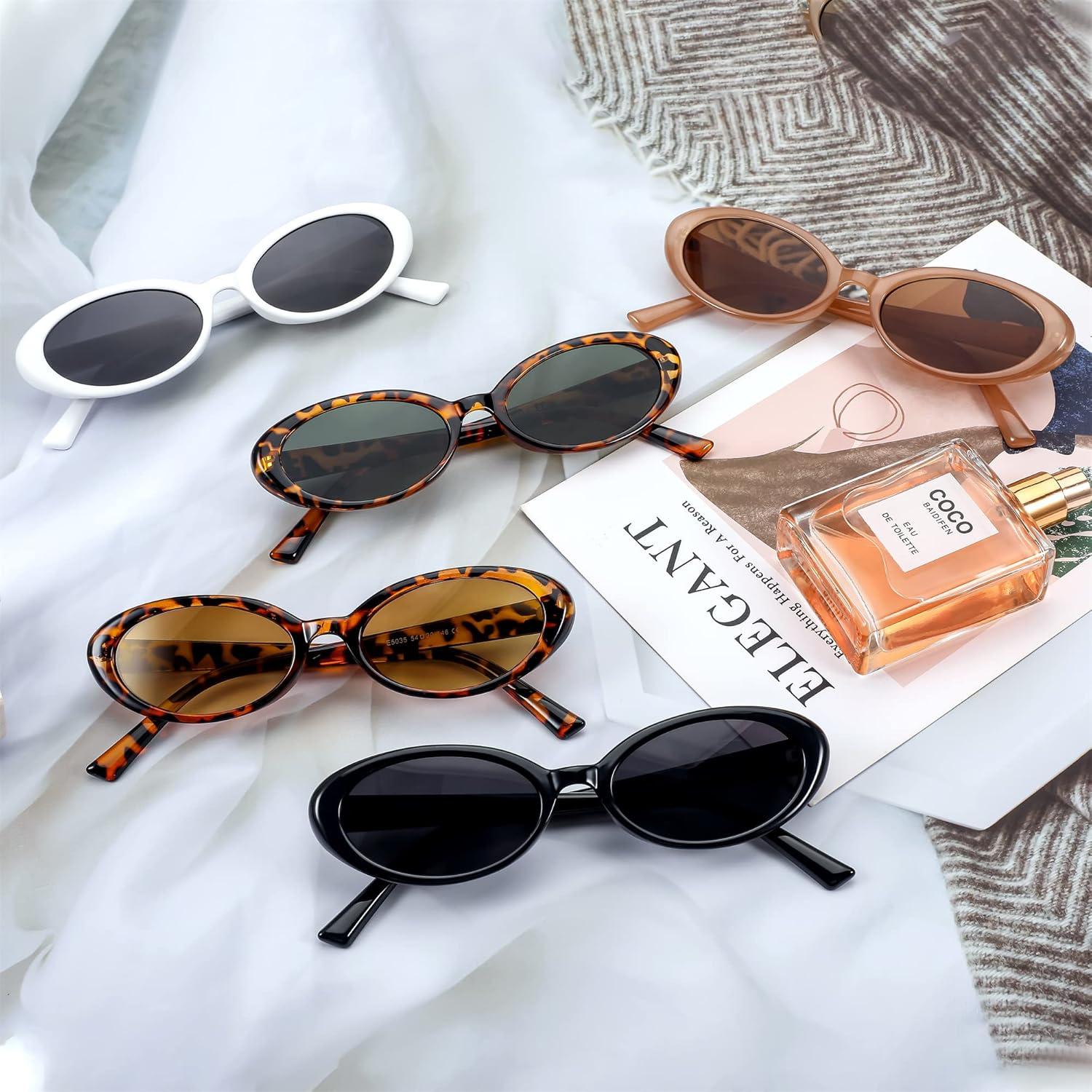 imageFEISEDY Retro Oval Sunglasses for Women Men 90s Small Oval Round Shades UV400 Protection Sunnies B9072