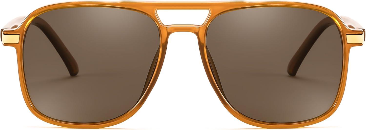imageFEISEDY Retro Polarized Aviator Sunglasses Womens Men 70s Vintage Square Aviators Shades B9134