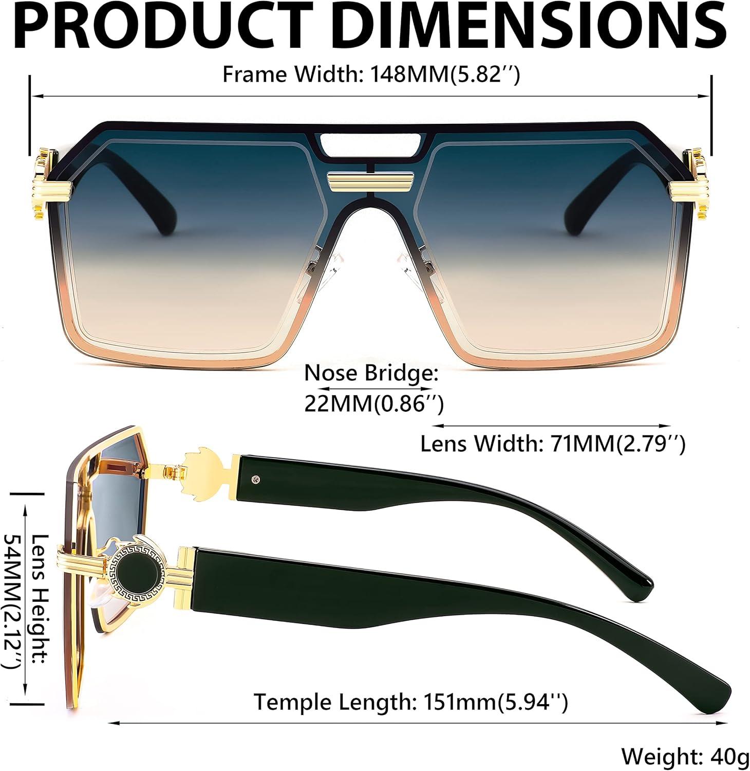 imageFEISEDY Square One Piece Sunglasses for Women Men Retro Fashion Modern Transparent Gradient Sunnies B9056