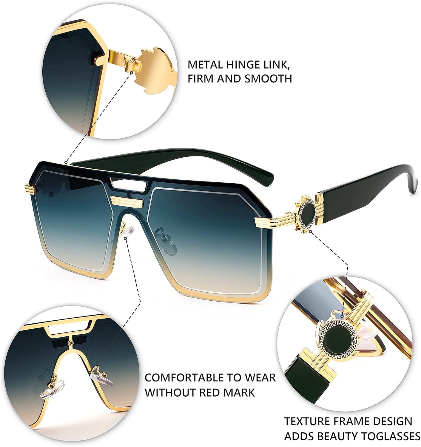 imageFEISEDY Square One Piece Sunglasses for Women Men Retro Fashion Modern Transparent Gradient Sunnies B9056