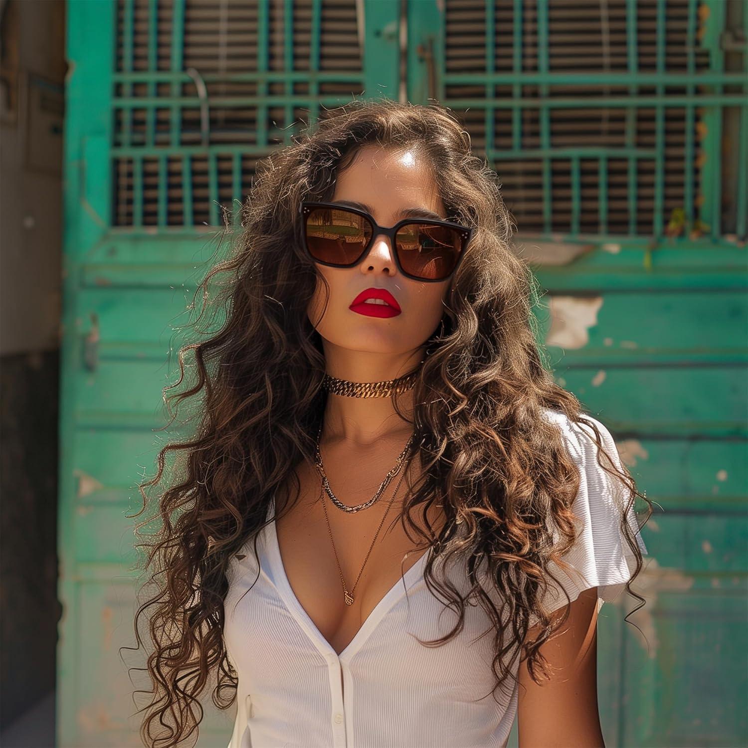 imageFEISEDY Women Trendy Square Sunglasses Oversized Vintage Cute Classic Simple Men Sun Glasses UV400 B0118