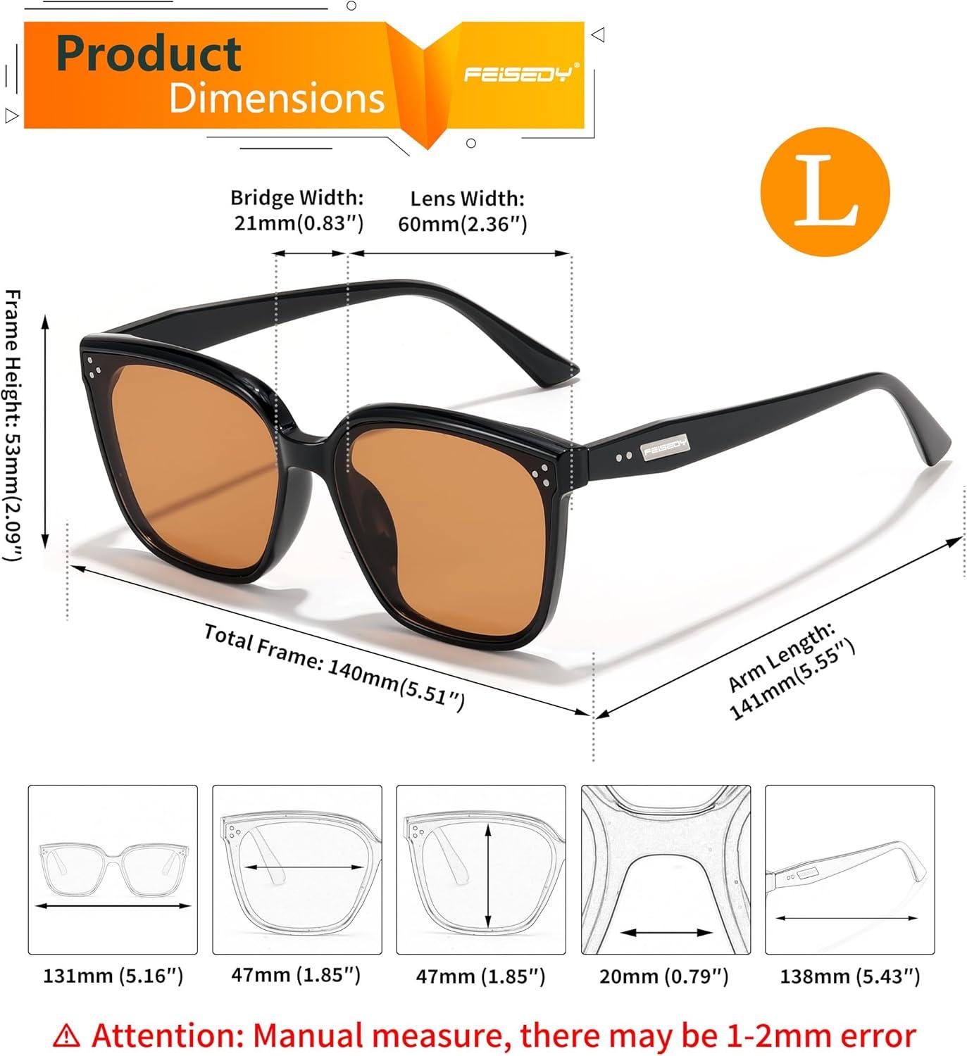 imageFEISEDY Women Trendy Square Sunglasses Oversized Vintage Cute Classic Simple Men Sun Glasses UV400 B0118