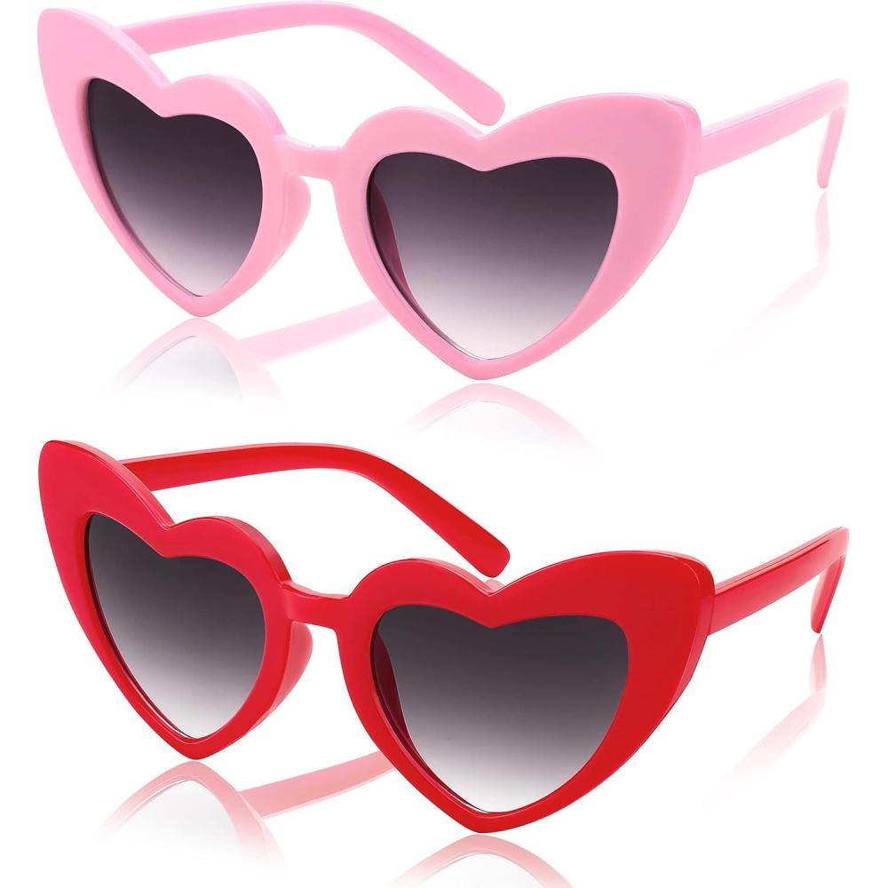 imageFEISEDY 2 Pack Vintage Kids Heart Sunglasses Girls Toddler De Sol Gafas Beach Party Holiday Sun Glasses Age 310 B2903Redpink