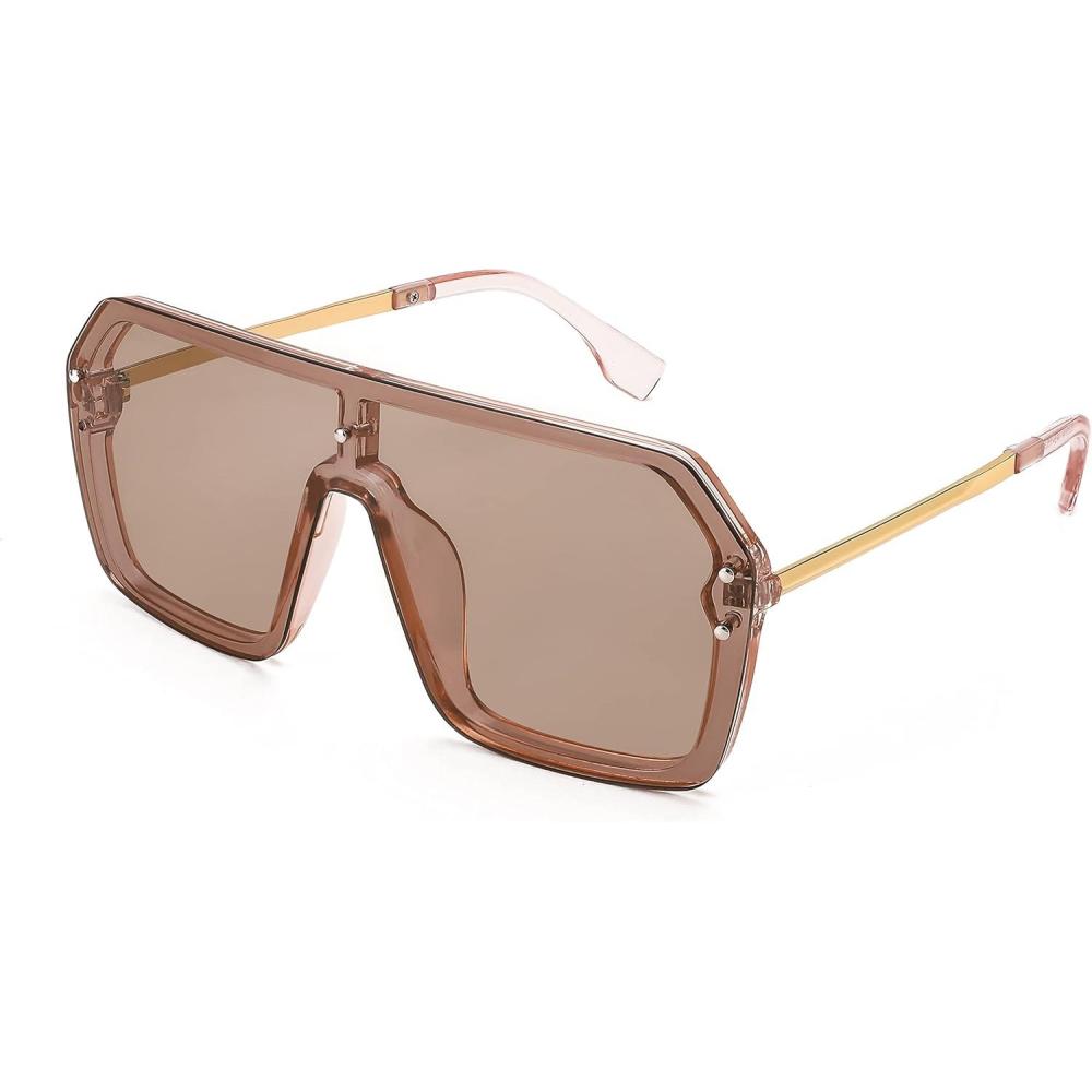 imageFEISEDY Classic Siamese One Piece Sunglasses Nice Rimless Stylish Retro Design for Women Men B257405 Champagne