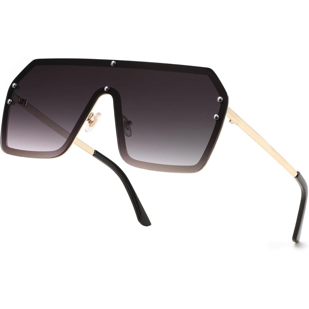 imageFEISEDY Classic Siamese One Piece Sunglasses Nice Rimless Stylish Retro Design for Women Men B2574Z0173 Gradient Grey