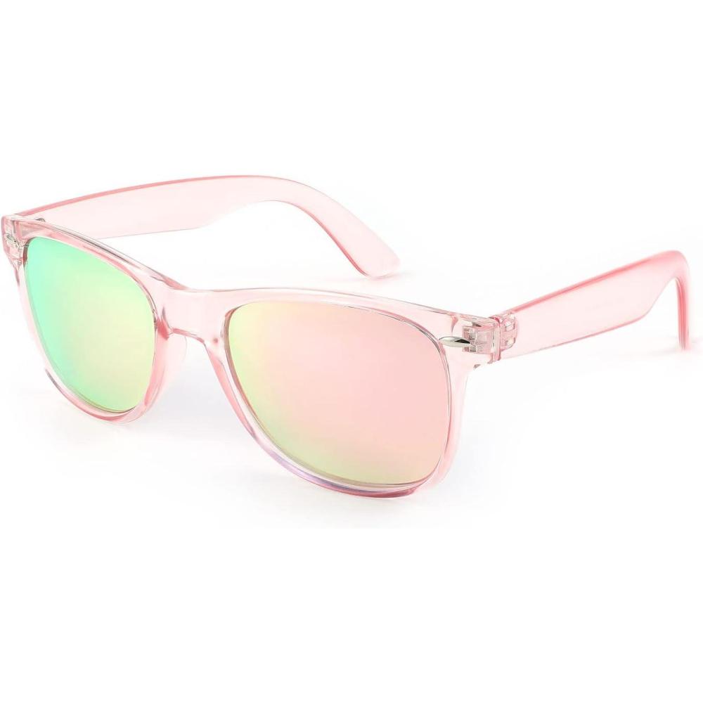 imageFEISEDY Classic Square Retro Polarized Sunglasses Women Men 80s Sun Glasses Trendy UV400 B1858Pink Frame Pink Mirror Lens