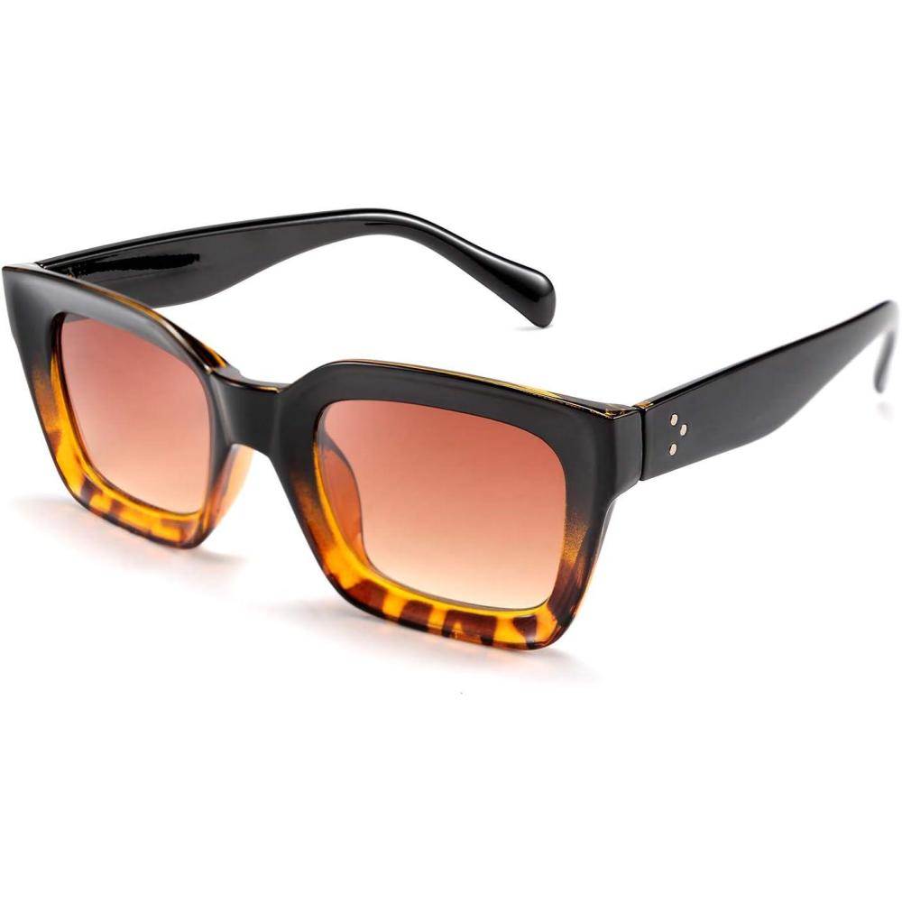 imageFEISEDY Classic Women Sunglasses Fashion Thick Square Sun Glasses Chunky Frame UV400 B2471Blackleopard