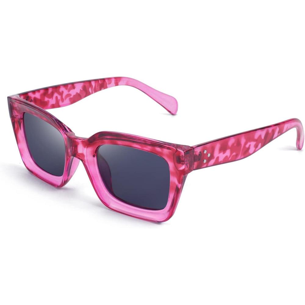 imageFEISEDY Classic Women Sunglasses Fashion Thick Square Sun Glasses Chunky Frame UV400 B2471Rose Havana