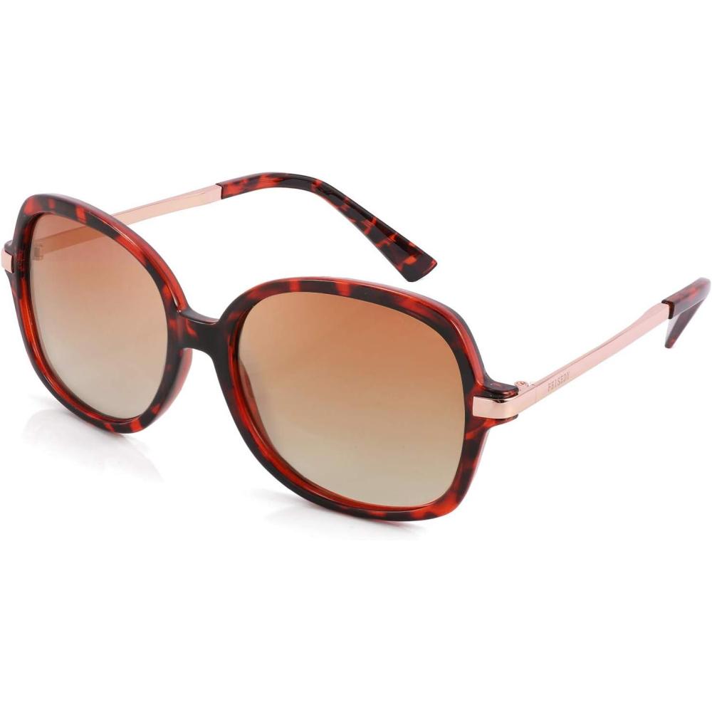 imageFEISEDY Classic Womens Elegant Polarized Sunglasses Ladies Wide Square Sunglasses Shades B2683LeopardBrown Gradient