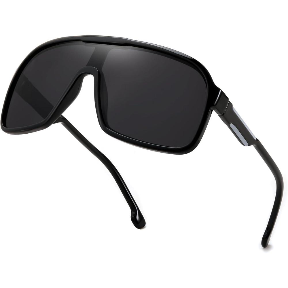 imageFEISEDY Fashion Polarized Sunglasses Oversized One Piece Reflective Lens Sports Sun Glasses B0122BlackGrey