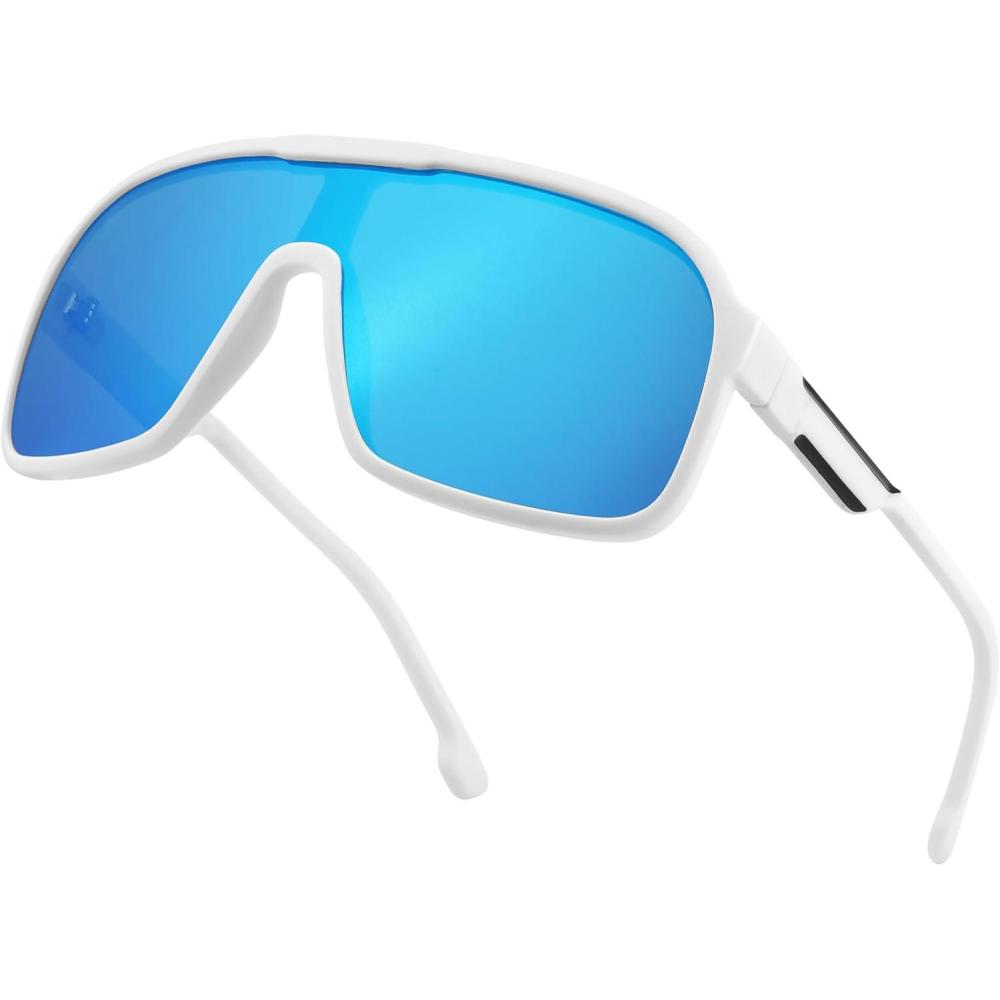 imageFEISEDY Fashion Polarized Sunglasses Oversized One Piece Reflective Lens Sports Sun Glasses B0122WhiteBlue Mirror