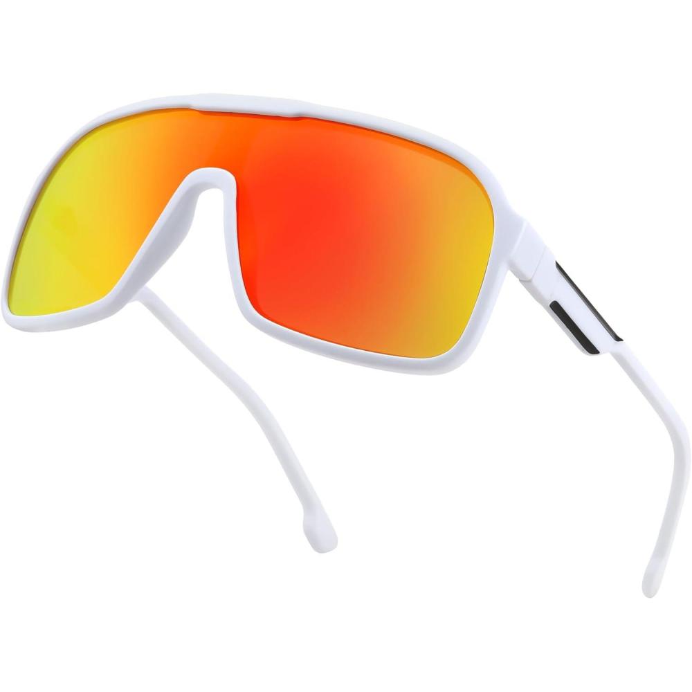 imageFEISEDY Fashion Polarized Sunglasses Oversized One Piece Reflective Lens Sports Sun Glasses B0122WhiteRed Mirror