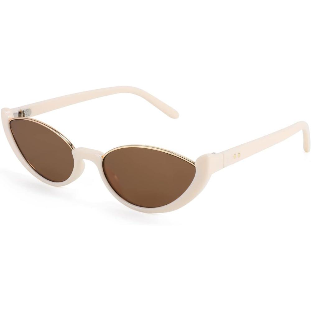 imageFEISEDY Fashion Small Cat Eye Sunglasses for Women Retro Trendy Cool Sun Glasses B2864Beige