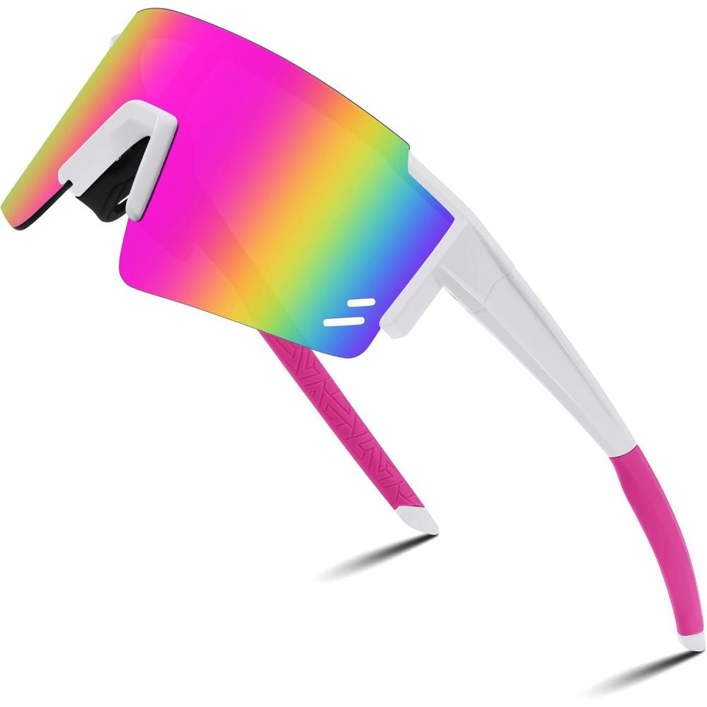 imageFEISEDY Kids Sunglasses Youth Baseball Sun Glasses UV400 Sports Teens Cycling Shades for Boys Girls Age 816 B0048Pink