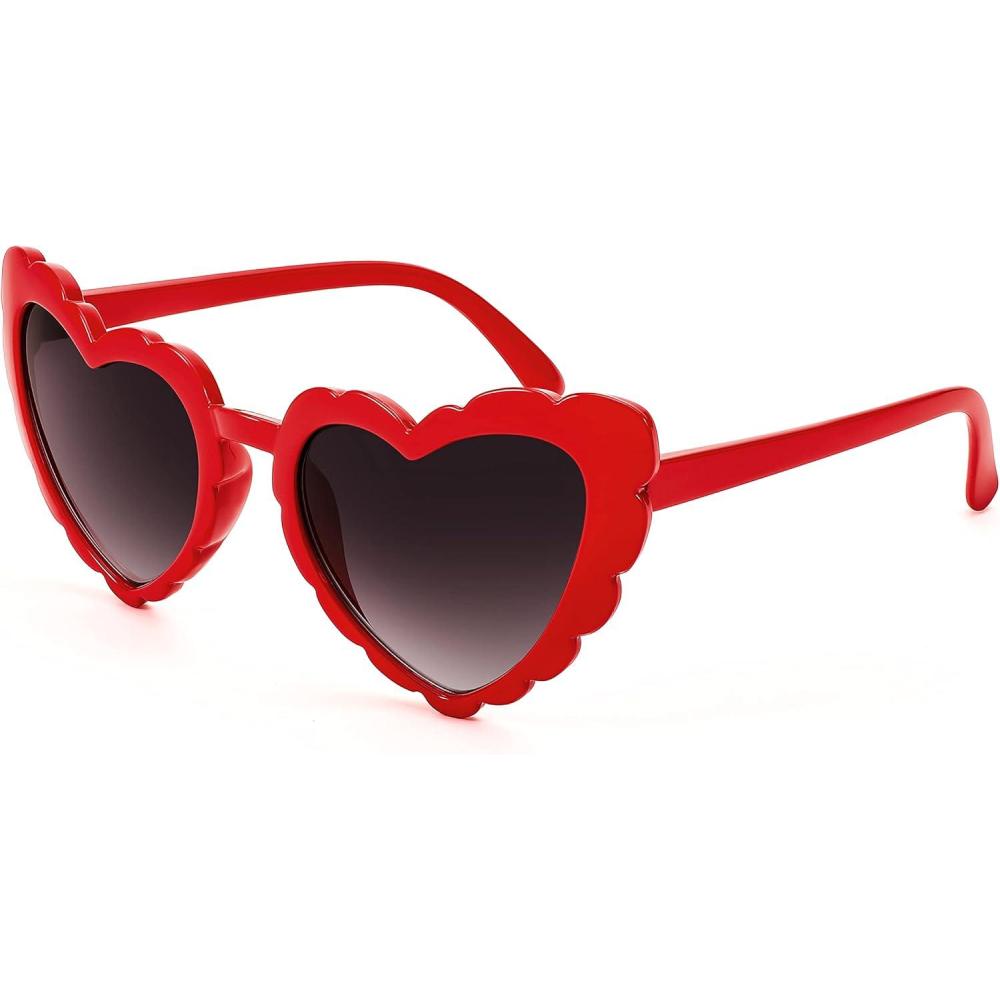 imageFEISEDY Love Heart Shaped Sunglasses for Women Trendy Retro Cat Eye Mod Style Stylish Glasses B2336005 Red Gradient Grey Lens