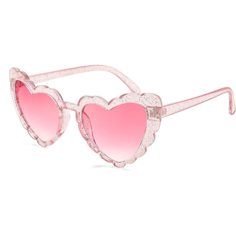 imageFEISEDY Love Heart Shaped Sunglasses for Women Trendy Retro Cat Eye Mod Style Stylish Glasses B2336006 Silverflash Gradient Pink Lens