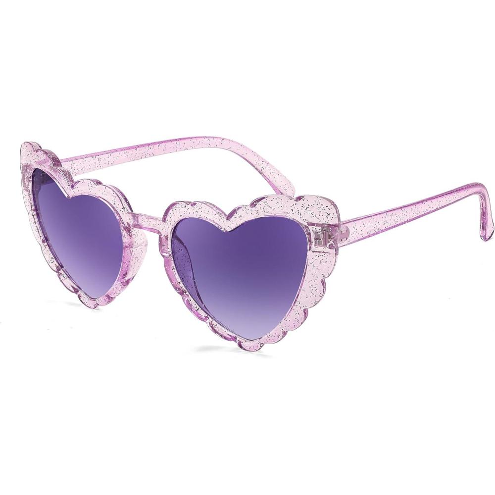 imageFEISEDY Love Heart Shaped Sunglasses for Women Trendy Retro Cat Eye Mod Style Stylish Glasses B2336007 Silverflash Gradient Purple Lens