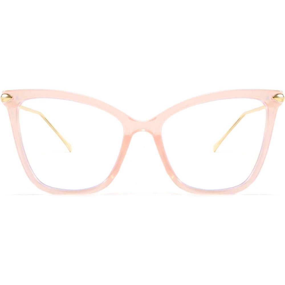 imageFEISEDY Oversized Cat Eye Glasses Frame Blue Light Blocking Eyewear for Women B2589003 Pink