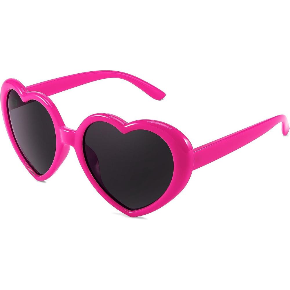 imageFEISEDY Polarized Heart Shaped Sunglasses Oversized Vintage Fashion Love Eyeglasses for Women UV400 B2337Hot Pink